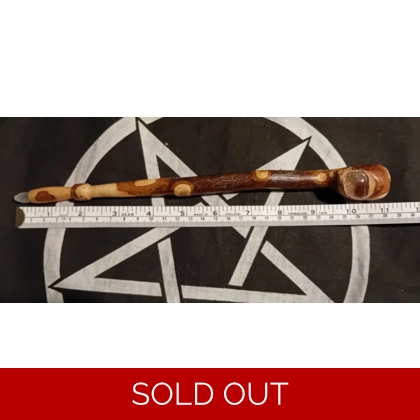 Blackthorn Wand 11" With Quartz Crystal and Selenite Tip